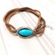 thumbnail image 5 of Boho Teal collar cadena marrón cuero gargantilla collar ante hippie joyería para damas y niñas, tamaño libre, 5 of 5