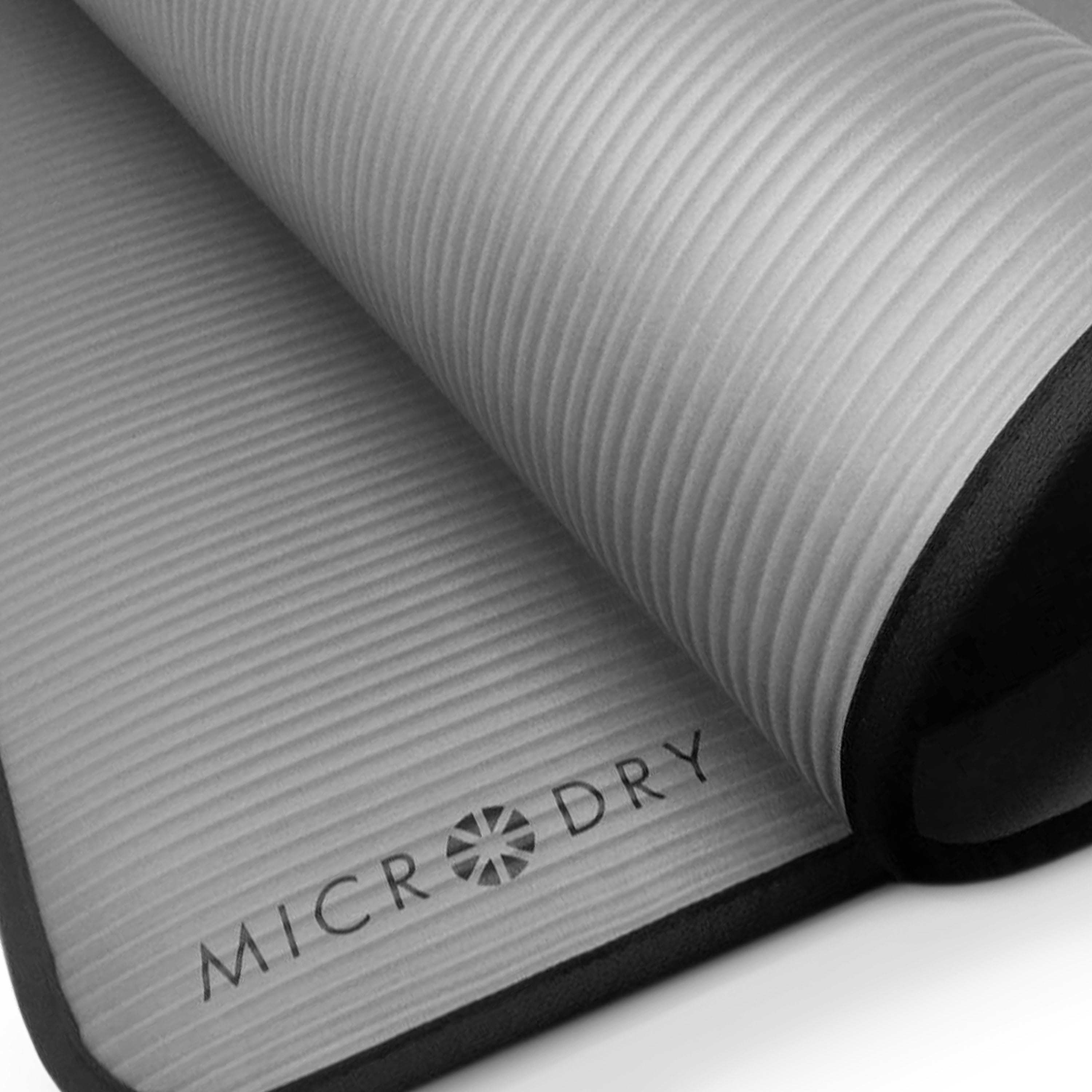 Microdry - Multi-Purpose Fitness Mat 8mm - Padded, Skid & Tear Resistant 24" x 72" Gray