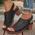 thumbnail image 5 of Hurxie Platform Sandals for Women Sling Wedge Sandals Hollow-Out Low Heel Open Toe Ankle Boots Cutout Shoes Slingback Sandals Black 41, 5 of 7