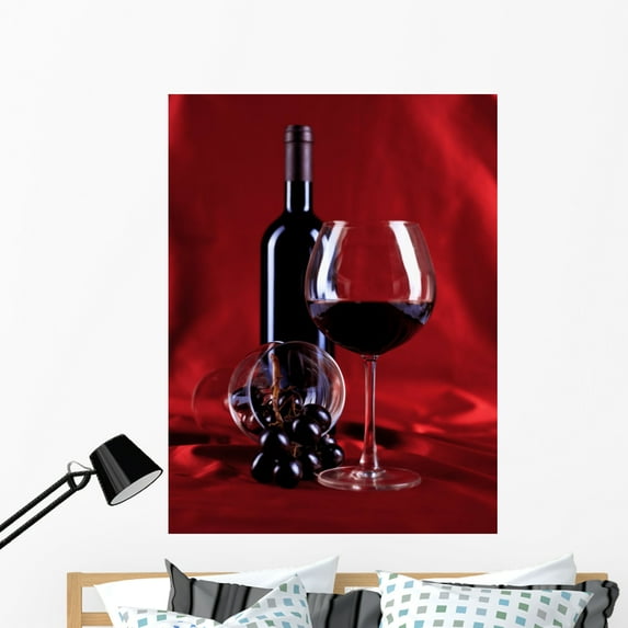 Wineglass and Bottle Wall Mural by Wallmonkeys Peel and Stick Graphic (48 in H x 36 in W) WM72252