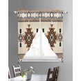thumbnail image 3 of Southwest Swag Valances for Windows, Brown Bohemian Abstract American Aztec Rod Pocket Sheer Valances for Large Windows, Swag Toppers Light Filtering for Kitchen Living Room 2 Panels 36''x63'', 3 of 6