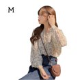 thumbnail image 1 of Camisa de mujer Blusa de gasa con estampado floral Top casual de manga larga abullonada, Albaricoque, M AweSitey AP001298-07B, 1 of 7