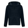 thumbnail image 4 of HOMADLES Mens Hoodie for Men Fleece Athletic Casual Long Sleeve Pullover for Men with Zip Hooded Sweatshirts Dark Blue S, 4 of 6