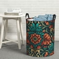 thumbnail image 3 of DouZhe Waterproof Collapsible Large Laundry Baskets, Retro Artdeco Flower Prints Circular Hamper with Handles, 3 of 7