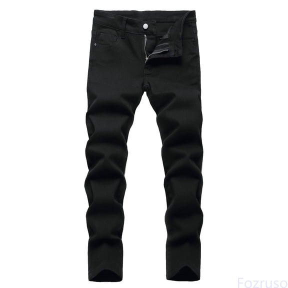 Fozruso Boys Fit Ripped Jeans Kids Elastic Waist Slim Fit Denim Casual Jeans Boys Denim Jeans Sizes 6-7 Years(Black)