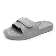 DREAM PAIRS Women's Summer Adjustable Athletic Slide Sandals Arch Support Slip on Open Toe Cute Lightweight Comfortable Flat Outdoor Indoor Sport Sandals SDSS2223W GREY Size 11
