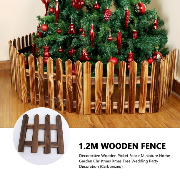 Clôture d'Arbre de Noël 1,2 M Clôture Décorative en Bois Miniature Maison  Jardin Arbre de Noël Décoration de Fête de Mariage (Carbonisé) 