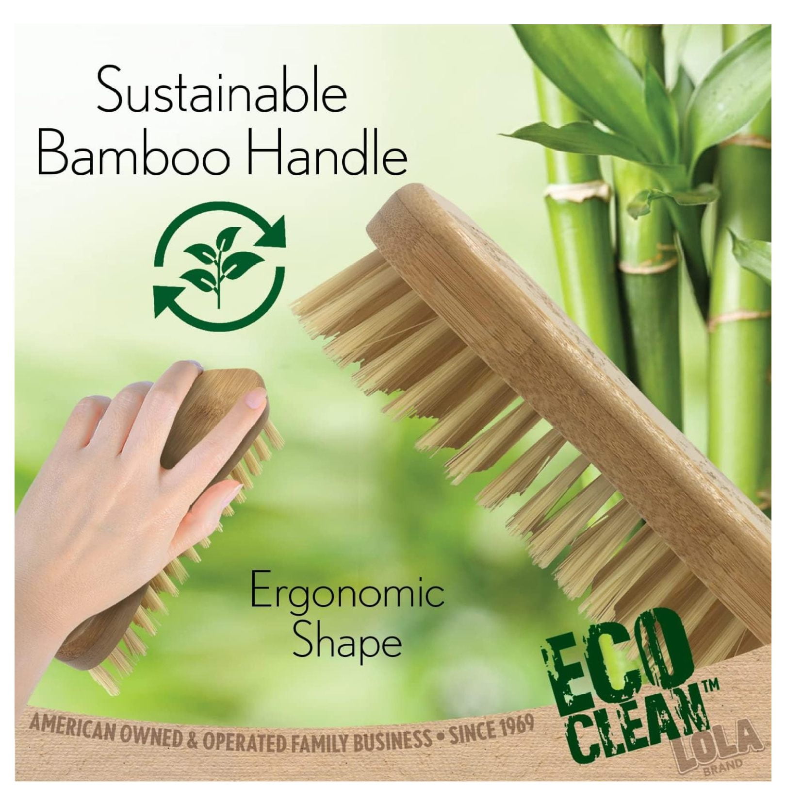 Bamboo Scrub Brushes for Cleaning - 6 Pack, Ergonomic Eco-Friendly Design, Durable Recycled Bottle Bristles, Sustainable Bamboo Handle, Hang Hole