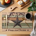 thumbnail image 2 of Placemats Set of 6, Texas Star Vintage Woven Placemat, Linen Place Mats for Kitchen/Dining Tables, Berry Sage Green Brown Wooden Washable Table Mats for Party, 2 of 8