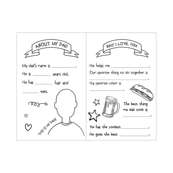 Greeting Card - Party Greeting Card - Fill In Blank Father'S Day Card Father'S Day Blank Filling Card Father'S Day Gift - 1X Fill-In Card