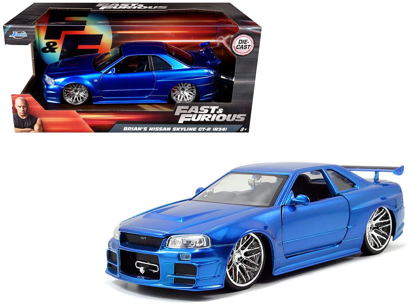 Fast & Furious Brian's Nissan Skyline GT-R, Candy Blue - Jada Toys