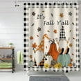 thumbnail image 2 of Fall Shower Curtain Pumpkin Gnome Orange Shower Curtains for Bathroom Black White Buffalo Check Leaves Bath Curtains Sets for Autumn Thanksgiving Seasonal Bathroom Decor Fabric Waterproof 84 x 72 in, 2 of 6