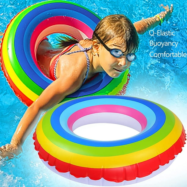 30Inches Rainbow Color Doughnut Inflatable Swimming Pool Floats