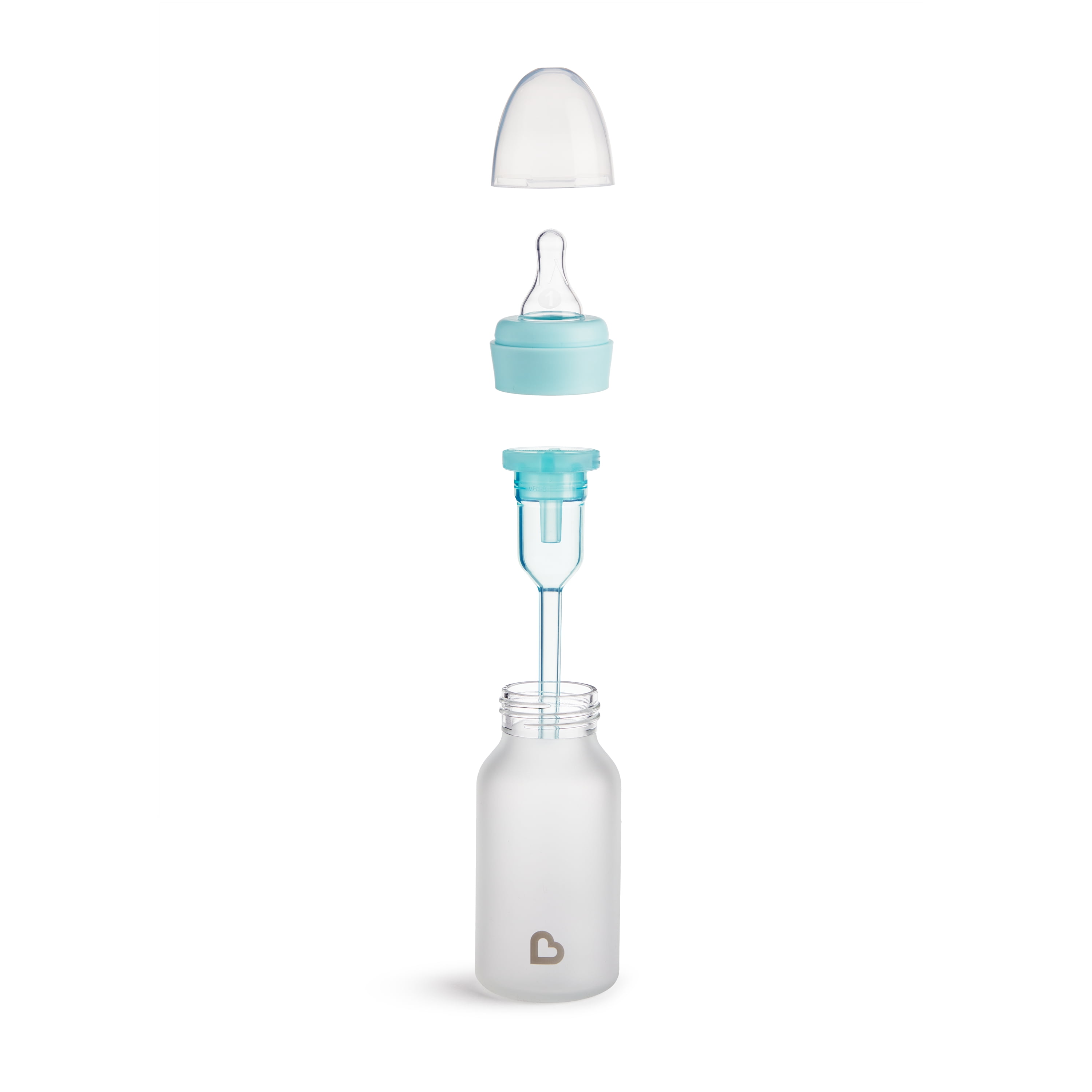 Munchkin Bond™ Silicone Coated Glass Baby Bottles - Anti-Colic Feeding System with Natural Feel Nipples, 4 ounce, 2 Pack, Blue