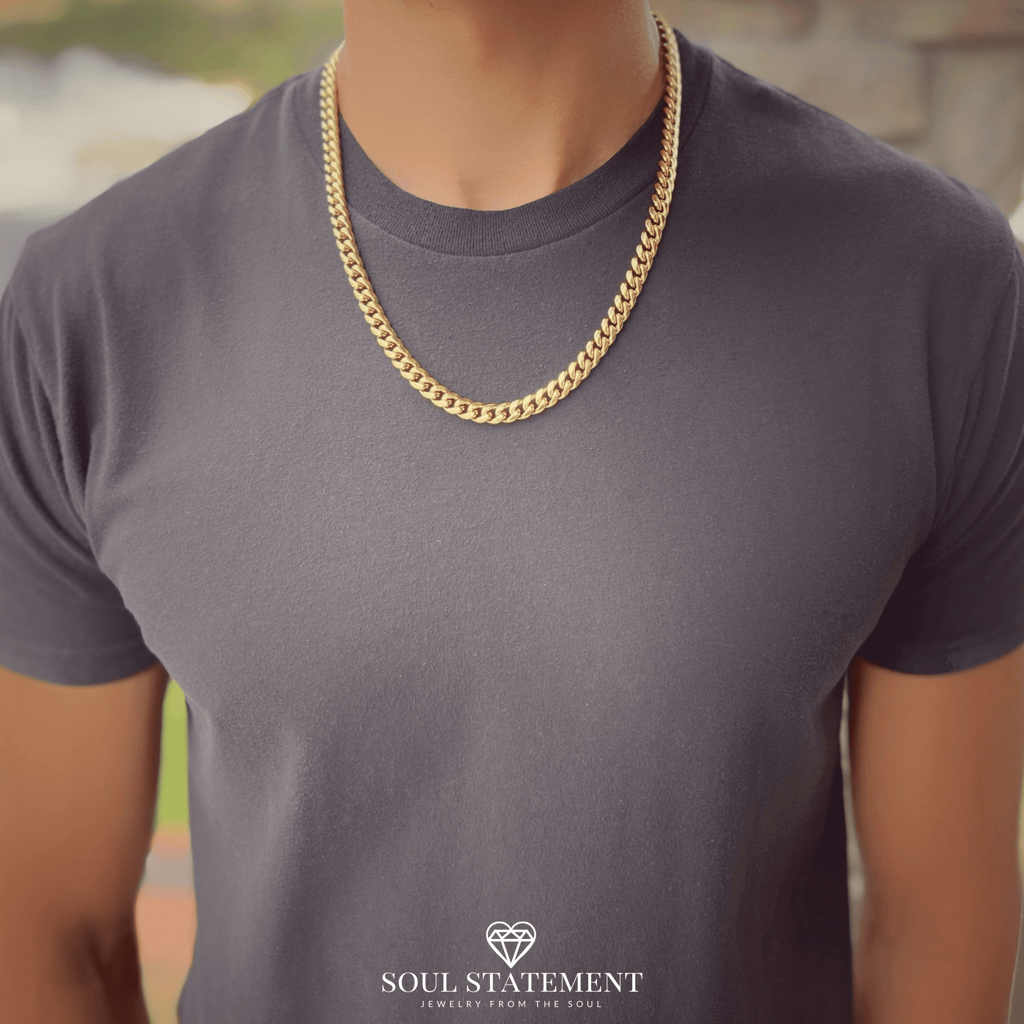 Soul Statement Cuban Chain Promise Necklace for Men - Durable Stainless Steel, Meaningful I Love You Card with Bible Verse, Anniversary for Husband, Boyfriend - Keepsake Gift Box (My Promise, Gold)