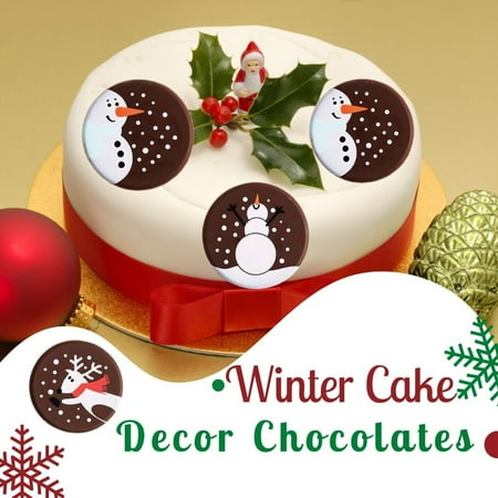 Lemuria – Winter Cake Decor Chocolates – Playing in Snow – Reindeer and Snowman – Dark Chocolate – 20 Pieces