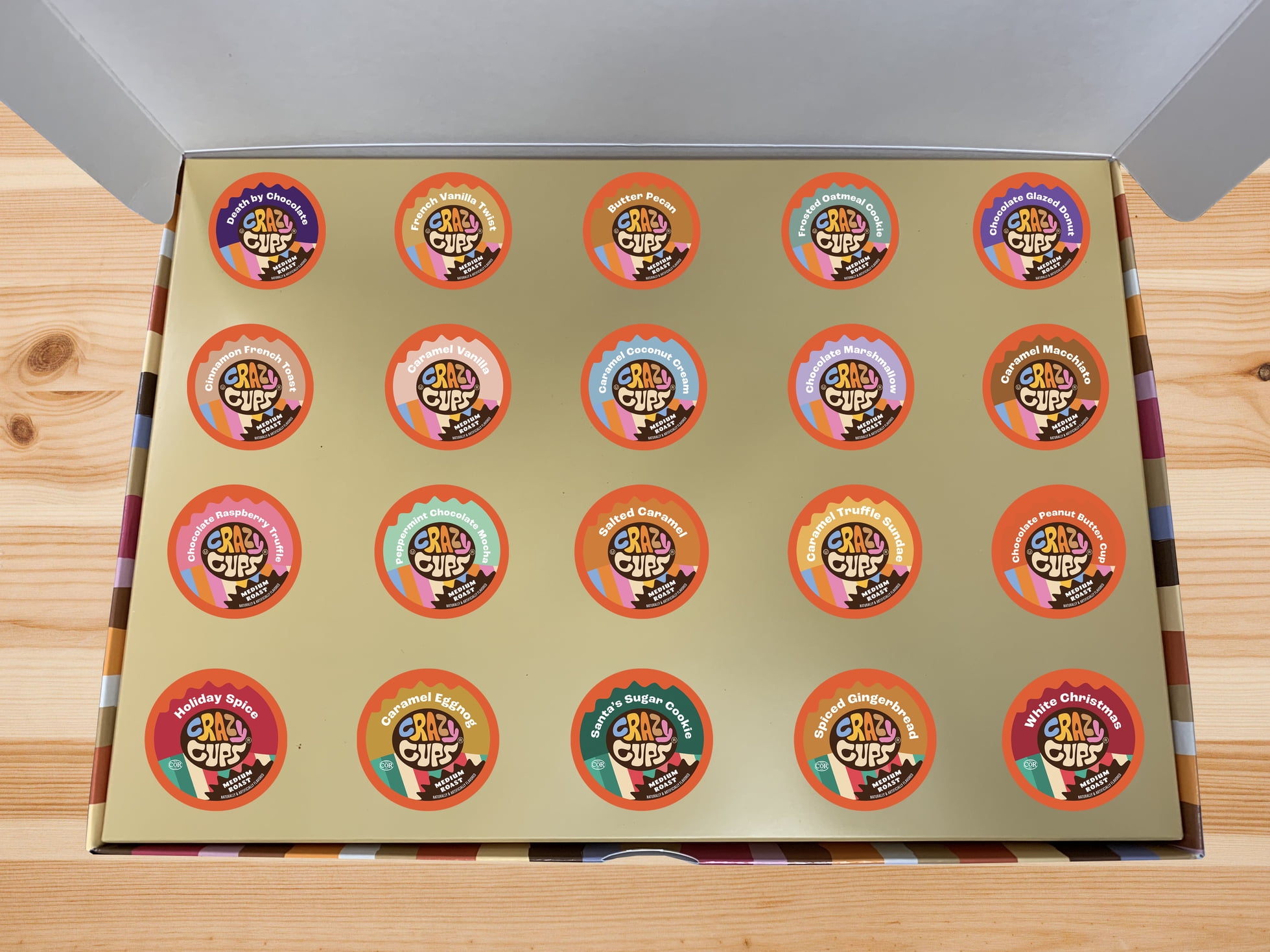 Crazy Cups Flavored Deluxe Sampler Coffee Pods, Medium Roast, Pack of 20 For Keurig 2.0 K-cup Machines