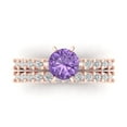 thumbnail image 2 of 1.66 ct Brilliant Round Cut Alexandrite 18K Rose Gold Solitaire with Accents Engagement Bridal Wedding Ring Band Set size 6, 2 of 7