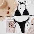 thumbnail image 4 of FLMEI Womens Women Bikini Set Solid Color Triangle Two Piece Swimsuits Summer Split Swimwear, 4 of 9