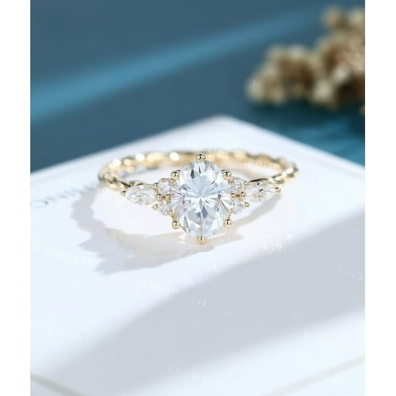 Forever Jewels 1.50Ct Oval Cut Moissanite Womens Engagement Ring 14K Yellow Gold Plated