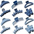 thumbnail image 1 of 12 pinzas de garra, pinzas para el cabello de múltiples formas para mujeres, pinzas de garra de mandíbula grandes antideslizantes para accesorios para el cabello rizado fino y grueso (azul), 1 of 5