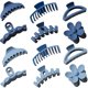 thumbnail image 1 of 12 pinzas de garra, pinzas para el cabello de múltiples formas para mujeres, pinzas de garra de mandíbula grandes antideslizantes para accesorios para el cabello rizado fino y grueso (azul), 1 of 5