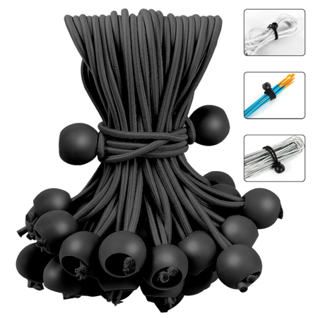 60PCS 6inch Ball Bungee Cords Heavy Duty Outdoor Bungee Cord with Balls Tarp Tie Down Bungee Balls for Shelter Camping Cargo Tent Poles UV Resistant