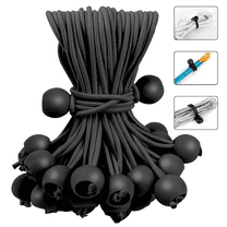 60PCS 6inch Ball Bungee Cords, Heavy Duty Outdoor Bungee Cord with Balls, Tarp Tie Down Bungee Balls for Shelter,Camping,Cargo,Tent Poles UV Resistant
