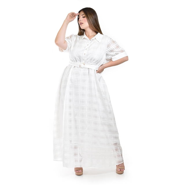 Vestido largo semi-transparente Roman Fashion /Tallas Extras, 3832 (Blanco) blanco 42