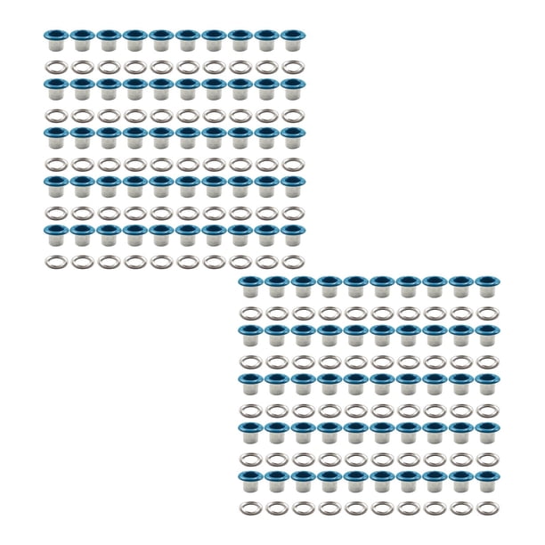 Juego de 100 ojales metálicos, forma, multifuncionales, pequeños, para scrapbooking, lienzo. azul