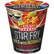 Nissin Cup Noodles Stir Fry Rice & Noodles Korean Spicy Beef, 2 Ounce Cup