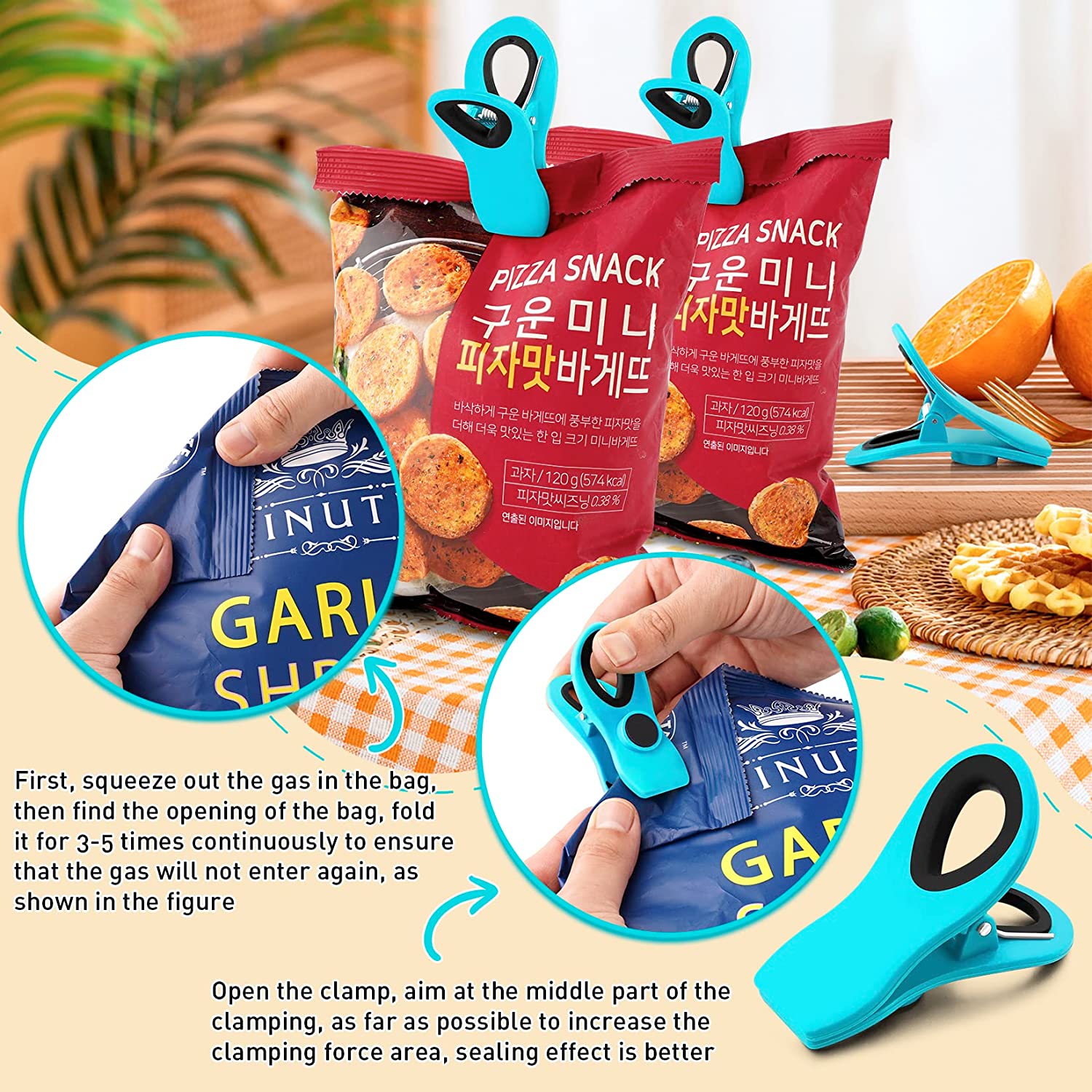 Bread Chip Bag Clips Bread Storage 8pc Kitchen Bag Clips Magnet Food ...