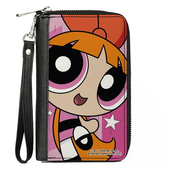 Warner Bros. Animation Wallet, Zip Around, The Powerpuff Girls Blossom Close-Up Pose Pinks, Vegan Leather