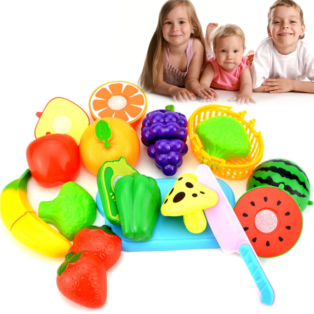 12Pcs Set Baby Fruit Vegetable Cut Toys Educational Kitchen Kids Pretend Play 