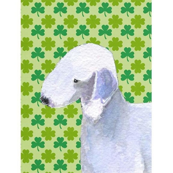 Bedlington Terrier St. Patricks Day Shamrock Portrait Flag - Garden Size