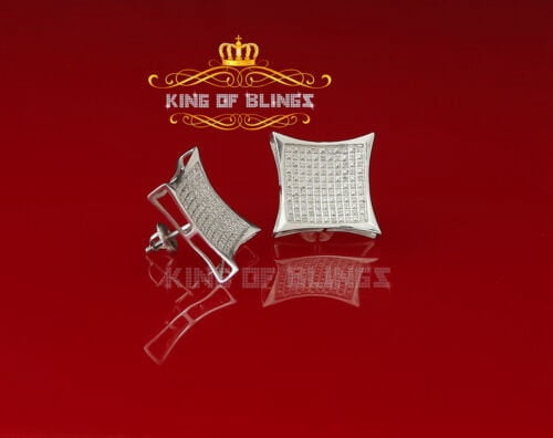 King of Bling's 0.35ct Diamond Stud Kite Earrings For Women White 925 Sterling Silver For Men