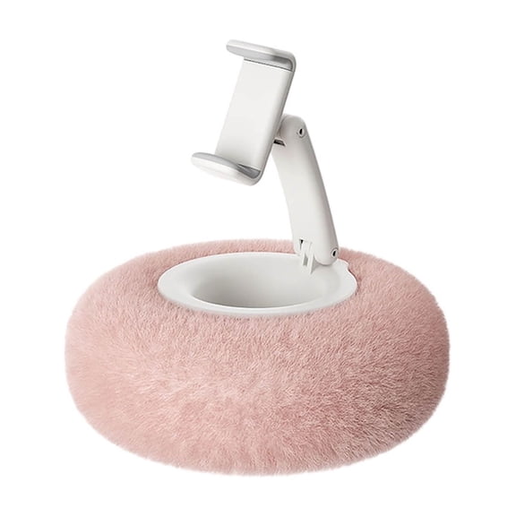 erfcxs Fuzzy Phone Holder With Snack Bowl Adjustable 360° Rotating Stand Fit 4'' 13'' Phone/Tablet/ Holder Stand For Bed With Soft Plus Fabric Reading