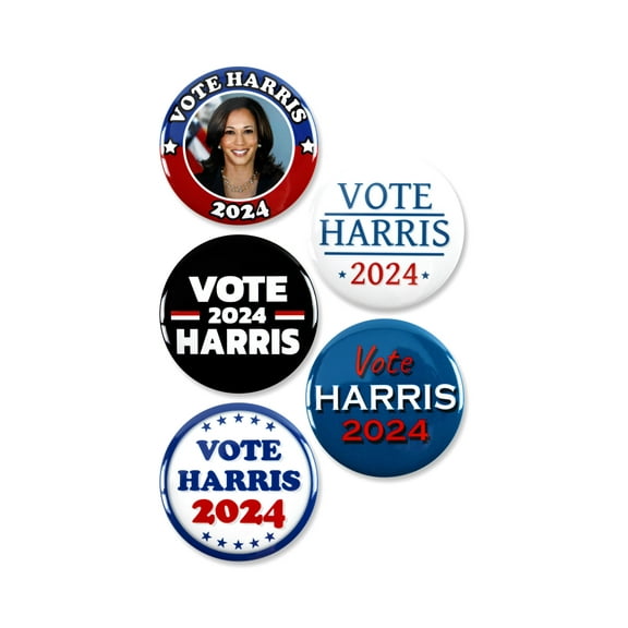 5 Pack - Vote Harris 2024 Political Campaign Pinback Buttons - 2.25 Inch