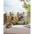 thumbnail image 6 of Pack of 2 Outdoor Pillow Covers, A Dog Play Among The Flowers Butterfly Watercolor Waterproof Square Throw Pillowcase Cushion Decorative Pillow Covers for Couch Patio Tent, 24x24 in, 6 of 6