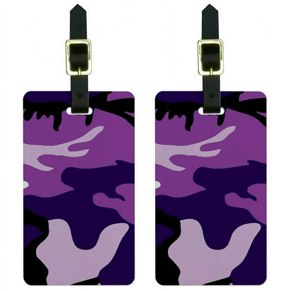 Purple Camouflage Army Soldier Luggage Tags Suitcase Carry-On ID, Set of 2