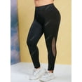 thumbnail image 2 of PANEL NET SOLID PLUS TAMAÑO LEGGINGS Rosegal Leggings de talla grande, 2 of 5