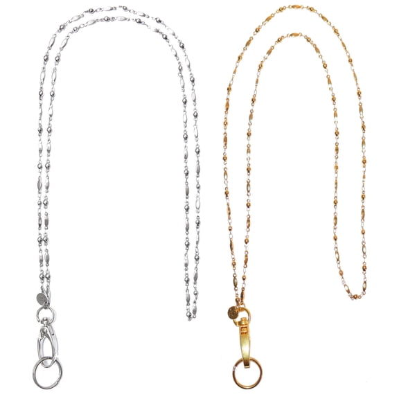 Stainless Steel Chain Women's Lanyard, Stronger, Badge Holder 34 inches, - Stainless Steel - Non Breakaway or Magnetic Breakaway