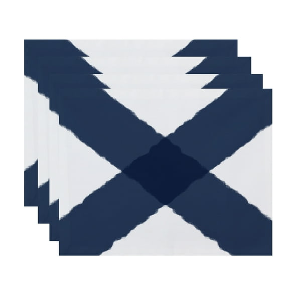 Simply Daisy, 18 x 14 Inch, X Marks the Spot, Geometric Print Placemat (Set of 4), Navy Blue