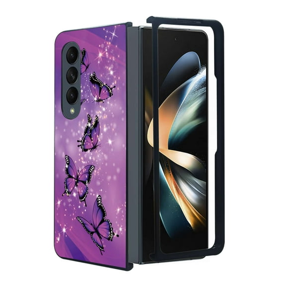 ANJ  Protective Snap-On Design Printed Case Compatible with Samsung Galaxy Z Fold 4 - Hot Pink Butterfly