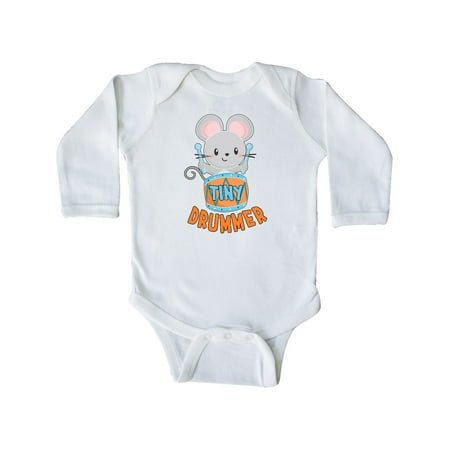 

Inktastic Tiny Drummer Cute Mouse with Orange Drum Gift Baby Boy or Baby Girl Long Sleeve Bodysuit
