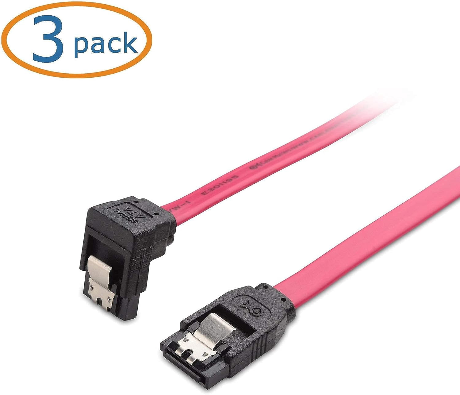 HRTGFD-3-Pack 90 Degree Right Angle SATA III 6.0 Gbps Cable Red - 24 Inches & 2-Pack 15 Pin to 4 SATA Power Splitter Cable - 18 Inches