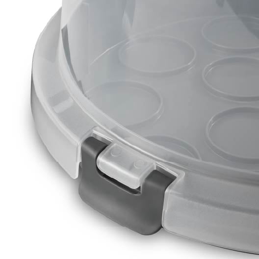 Mainstays Cake & Cupcake Carrier with Flippible Base, Lid, Handle & Clasps, Grey Plastic