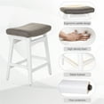 thumbnail image 3 of Summit Living 24 inch Wooden Counter Stools Set of 4, Saddle Backless Faux Leather Bar Stools for Kitchen, White & Gray, 3 of 10