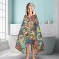 thumbnail image 6 of Multicolor Ethnic Geometric and Floral Pattern Hooded Bath Towel，60"x35" for Ages 3 To 12 Kids, Quick Dry Lightweight Soft Microfiber Hood Beach Towel Cover Up for Kids, 6 of 7