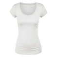 thumbnail image 2 of Essential Basic Scoop Neck Short Sleeve Basic Tee - 3 Pack - Wht, Oat, Red, Small, 2 of 5